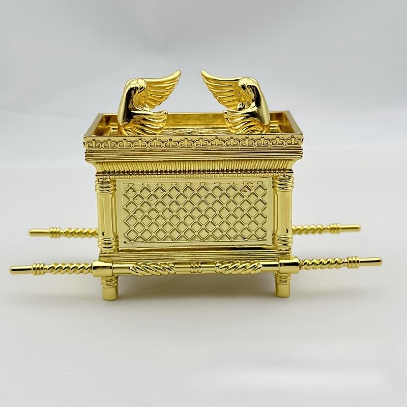 Golden Ark Covenant Figurine Commandments, Aaron’s Rod & Manna - Religious Jewelry Box, Multi-Faith Holidays, No Electricity