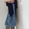 Washed denim bag Large capacity messenger bag Student class bag Female Japanese canvas bag Simple shoulder bag