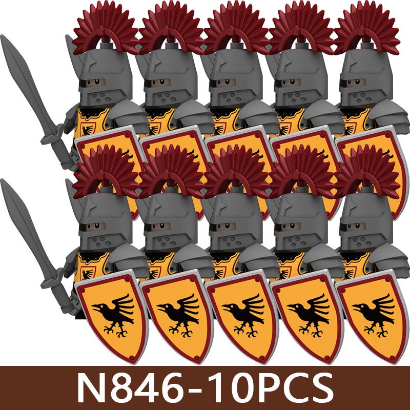Château Médiéval Soldat Armée Blocs de Construction Château Militaire Corbeau Cheval Serpent Chevalier Guerrier Infanterie Accessoires Briques Jouets