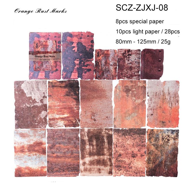 JIANWU Paper Rust Series Vintage Rust Relief Landscape Collage Scrapbooking Material Paper Creative DIY Junk Journal Stationery