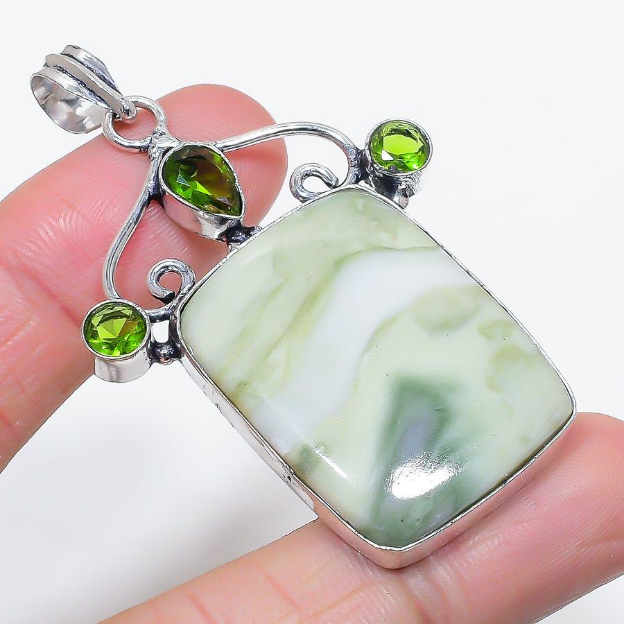 

Натуральный швейцарский зеленый опал, перидот, ювелирная подвеска из стерлингового серебра 925 пробы, 2,56 y2u95