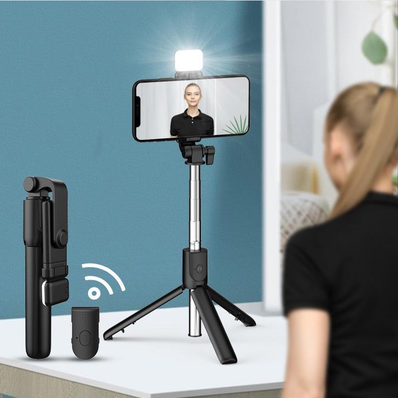 With Soft Beauty Cell Phone Selfie Stick Tripod Bluetooth Remote Wireless Selfi Stick Phone Holder Stand
