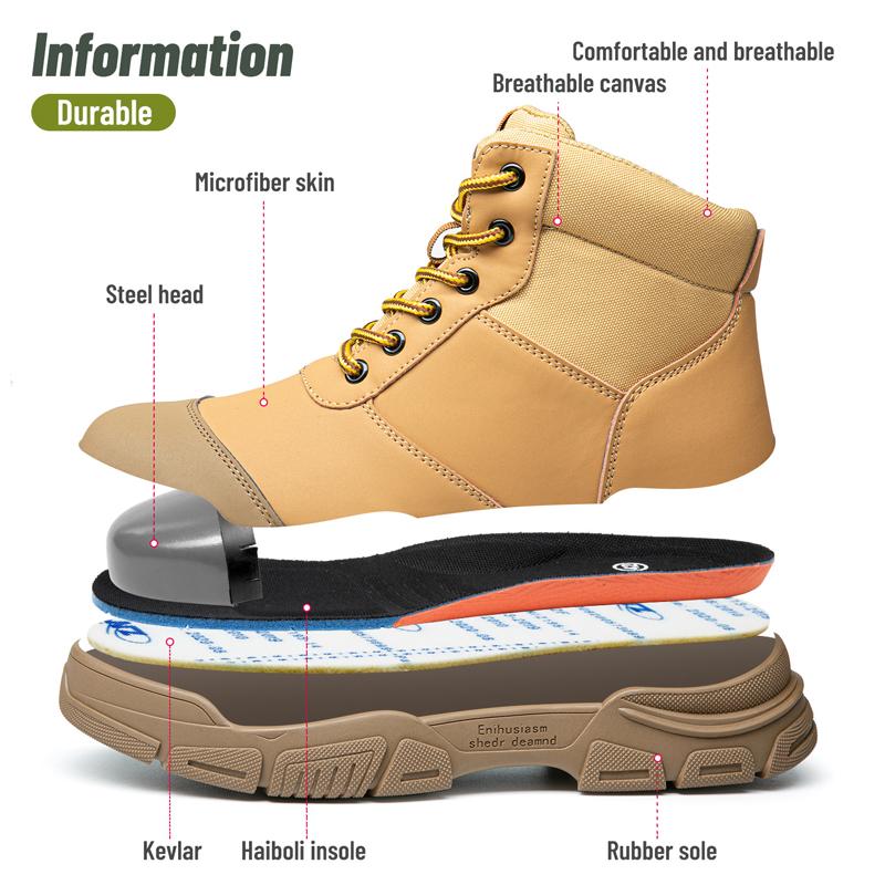 New fashion protective boots Men Safety Shoes Waterproof Work Boots Steel toe shoes Puncture-Proof Indestructible shoes Non-slip