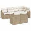 Garden Sofa Set with Cushions 7 Pcs Beige and White Poly Rattan