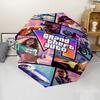 Game Grand Theft Auto Print Automatic Umbrella, 8 Rib Iron Frame, Plastic Handle, Suitable for Outdoor Travel &Daily , Ideal Gift