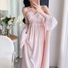 Spring and Summer Japanese Sweet Suspender Nightgown Women's Sexy Thin Suspender Ice Silk Nightdress Pure Desire Style Nightgown Long Sleeves