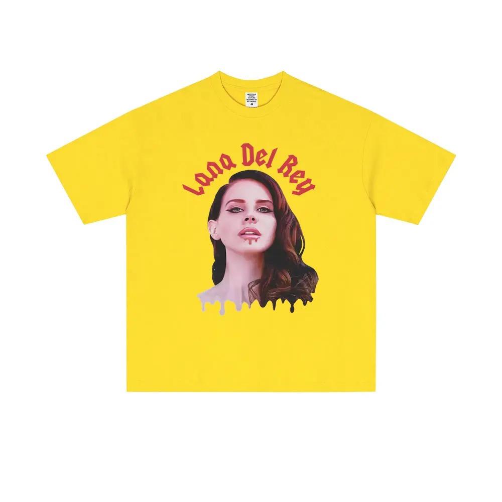 Singer Lana Del Rey Portrait Graphic TShirt Unisex Casual Cotton Loose Short Sleeve TShirt Mens Fashion Vintage Street Style
