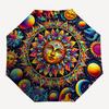 1pc Automatic Folding Umbrella with Mandala Design - Portable Tri-Fold Design, 8-Bone Iron Frame Outdoor Umbrella, Perfect Festival Gift for Fans, Tra