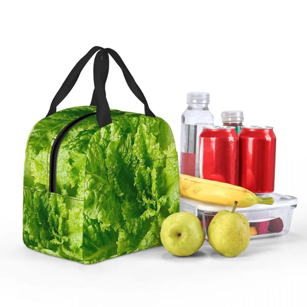 Lettuce Closeup Insulated Lunch Bag for Women Children Portable Food Boxes Thermal Lunch Box Tote