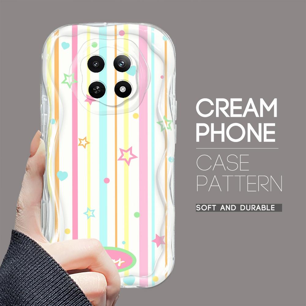 Cartoon Pattern Cream Texture Casing Wavy Edge Soft Silicone Cover Phone Case for OPPO Reno Realme OnePlus Vivo