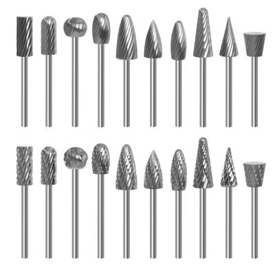 10 st 1/8" Skaft Volframkarbid Fräsverktyg Roterande Verktyg Grad Enkel Dubbel Diamantslipning Roterande Dremel Verktyg Elektrisk Slipning