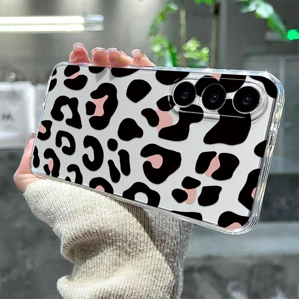 Phone Case For Samsung M33 5G A14 S23 S23 Plus S23 Ultra S23 Fe S24 Anti-Yellow Fashion Black Pink Leopard Print Silicone Cover