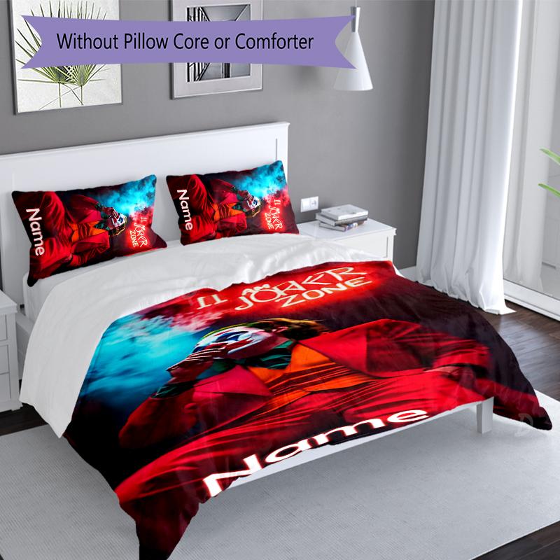3pcs Custom Name Joker Set,Includes 1 Duvet Cover and 2 Pillowcases,All-season Bedroom Decor