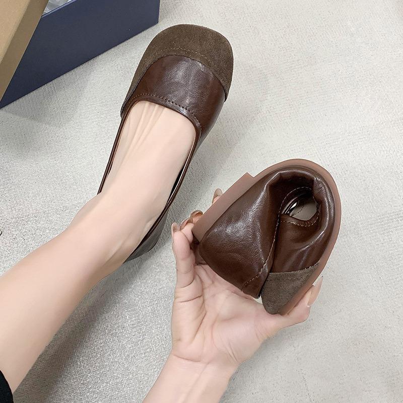 Módní retro dámské boty s kulatou špičkou mělká ústa 2024 jaro boty s plochým dnem babička boty pro volný čas Dámské boty Zapatos Para Mujeres