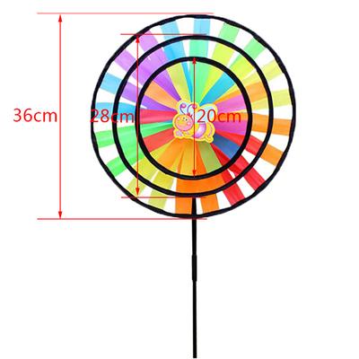 36Cm Colorful Rainbow Three-Wheel Windmill Windmill Garden Yard Decoration Toys
