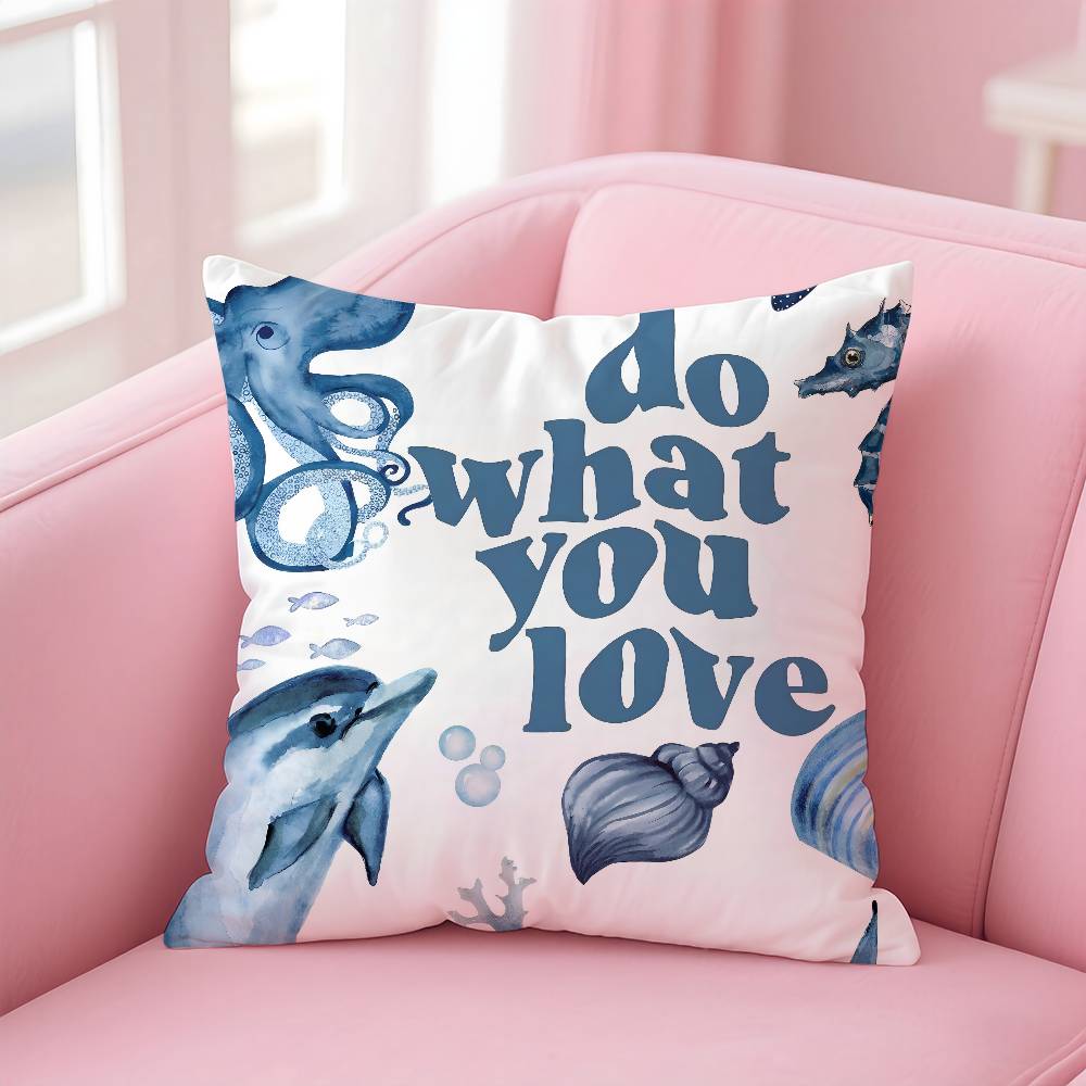 marine theme rudder anchor animals Pillow Case pattern printing pillowcase living room sofa cushion cover bedroom room decor