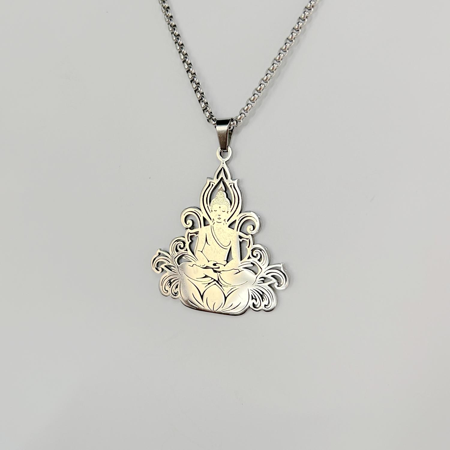 

Серебряная подвеска-будда из нержавеющей стали - идеальное сочетание моды и веры, подходит для повседневной носки