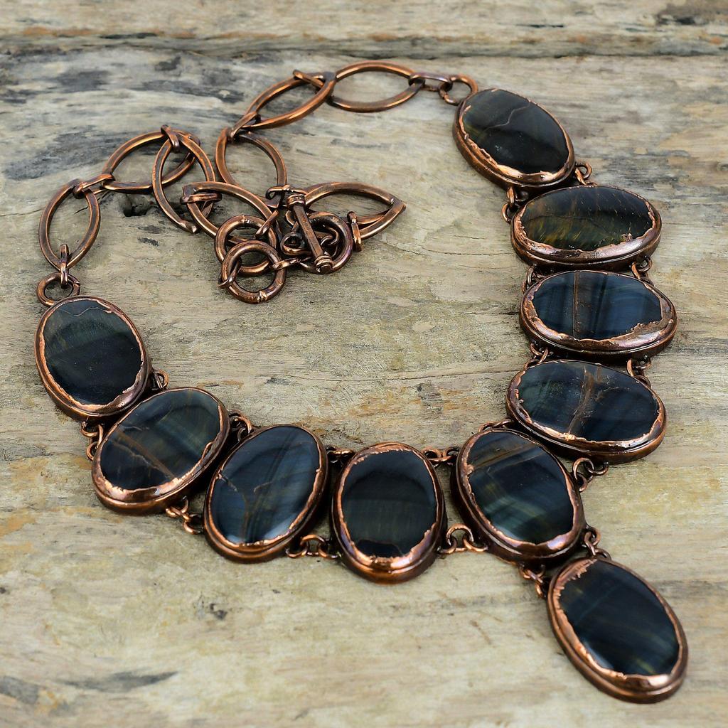 Pietersite Necklace Electroformed Copper Necklace Handmade Jewelry Adjustable Chain Necklace Gemstone Necklace Copper Jewelry Gifts For Her