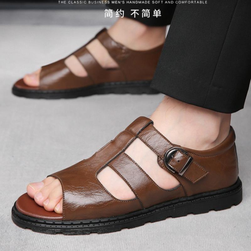 Mens Sandals Fashion Outdoor Casual Sandals Classic Business Leather Sandals for Men Summer Roman Sandalias Beach Flat Sandalias
