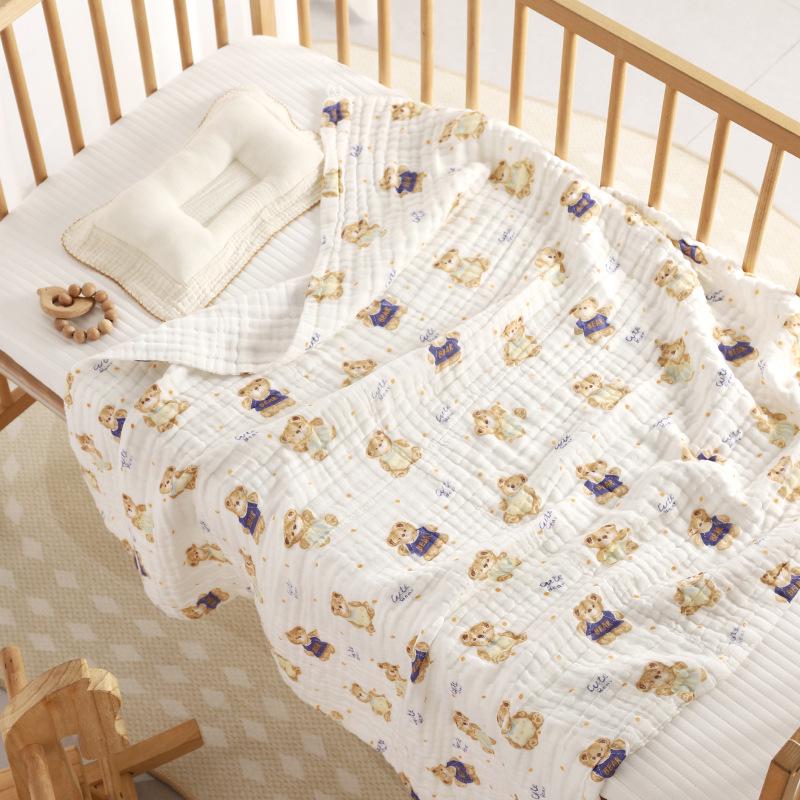 110x110cm High Density Pure Cotton Six-Layer Gauze Baby Bath Towel and Toddler Blanket