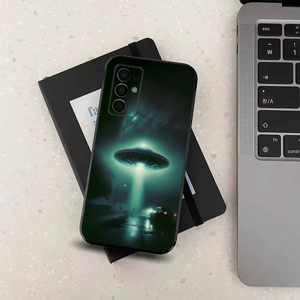Singular Space UFO Alien Phone Case For Samsung Galaxy A73,31,32,72,41,53,52,71,22,5G,Note,J7,8,9 Soft Black Silicone Cover