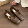 Silver Light Mouth Single Shoes Women's Spring and Autumn Casual Retro Small Leather Shoes Soft Flat Mary Jane Shoes