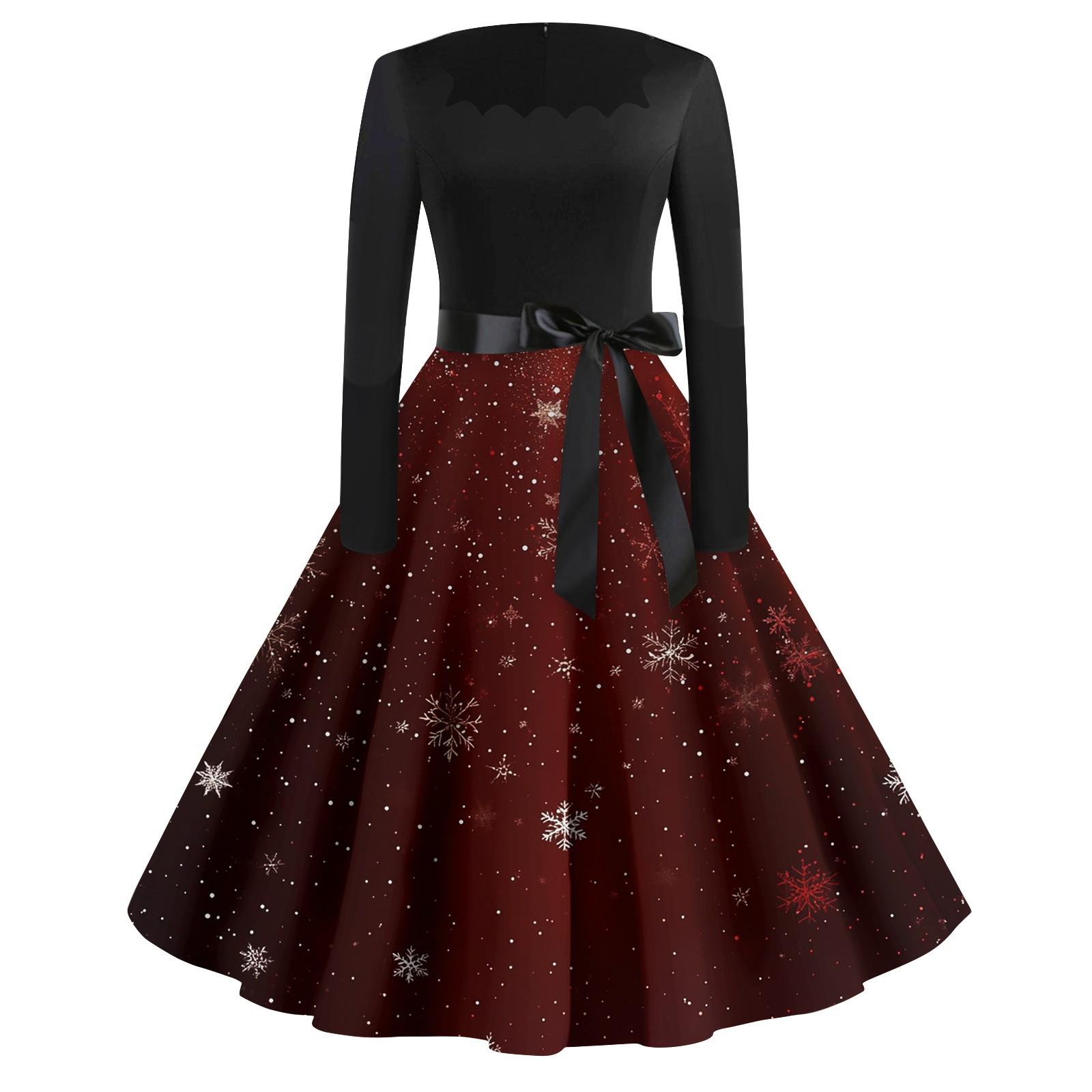 

Женское повседневное модное платье в стиле ретро с квадратным вырезом и длинными рукавами XXL