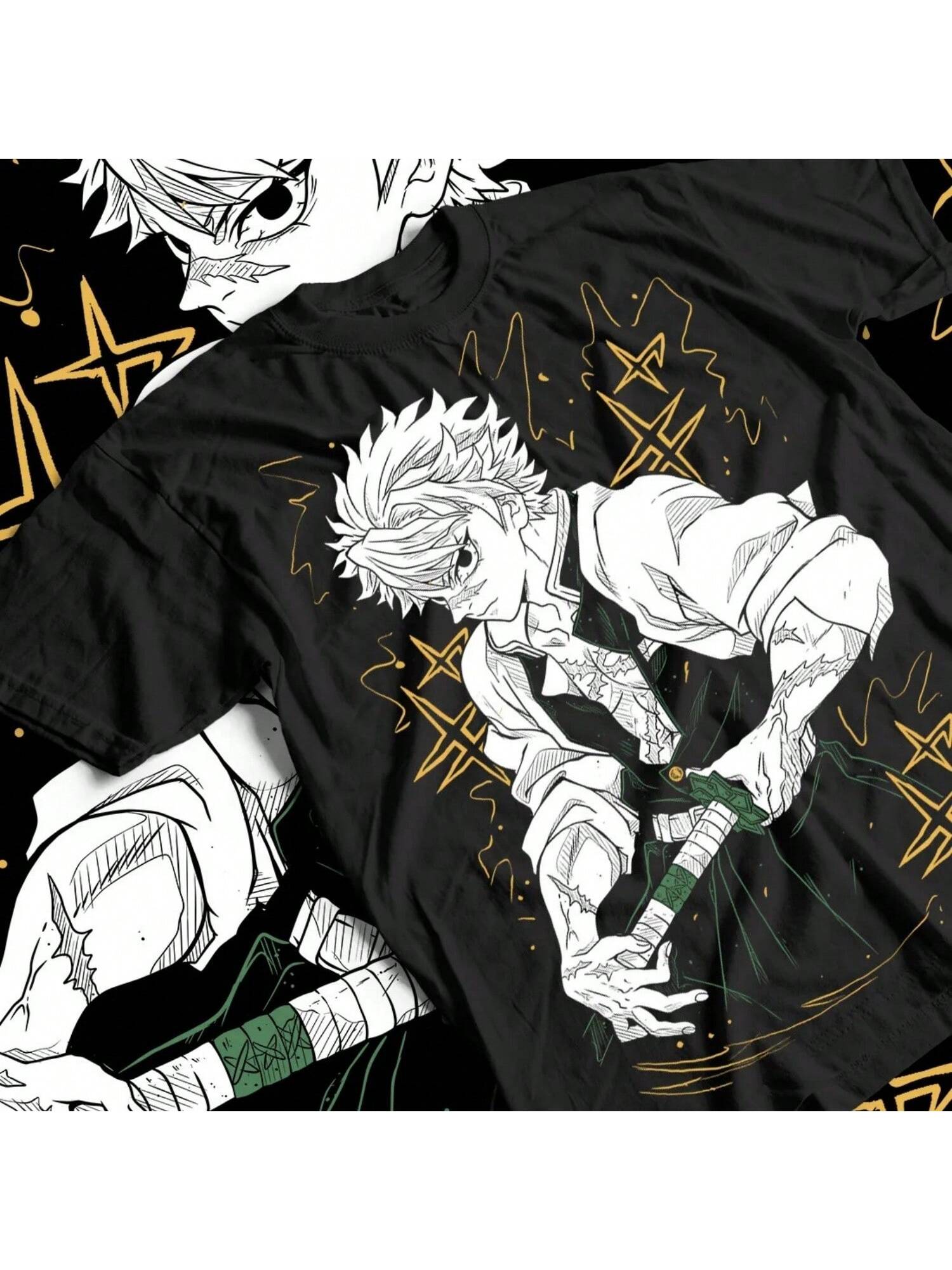 

Sanemi Shinazugawa T-Shirt Wind Hashira Horror Anime Gift Shirt_1 XXXXXL чорний