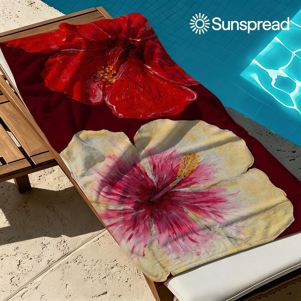 HIBISCUS FLOWER Quick Drying Bath Towel Microfiber beach towel light weight swimming camping yoga beach out
