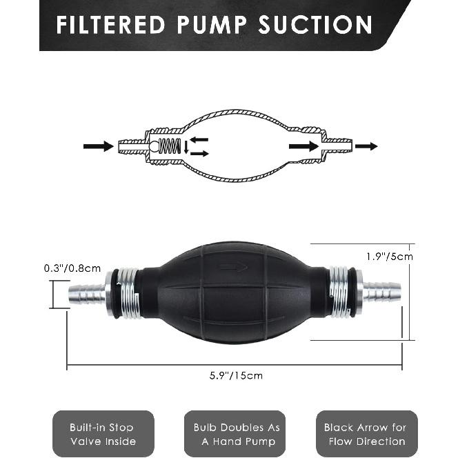 KATUMO Gasoline Siphon Hose, Gas Oil Water Fuel Transfer Siphon Pump, Portable Widely Use Hand Fuel Pump, Fuel Transfer Pump With PVC Hoses