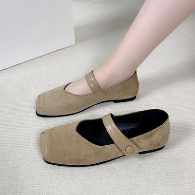 Mode Nouveau Mouton Dame Mary Jones Chaussures Décontractées Automne Ballerines à Bout Carré Bouche Légère Mode Confortable Style Basique Simple Printemps/Automne