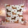 Cute Sausage Dog Pattern Cushion Cover Premium Comfort Reversible Pillow Cove Two in One Design for Any Room  Car Interior