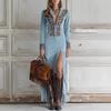 2025 Women's Autumn Retro Ethnic Tassel Floral Long Zipper Dress