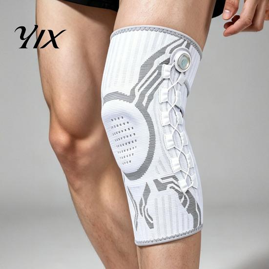 Supportive Knee Gear Adjustable Knob Brace, Support with Patella Pad, Side Stabilizer, High Elasticity Compression Sleeve for Workout Arthritis