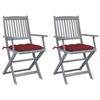 VidaXL Set of 2 Outdoor Folding Chairs with Cushions, Patio Seats, Dining Chairs, Patio Furniture 3064506