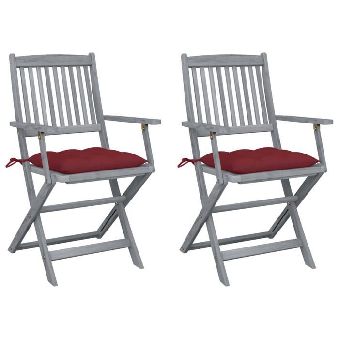 VidaXL Set of 2 Outdoor Folding Chairs with Cushions, Patio Seats, Dining Chairs, Patio Furniture 3064506