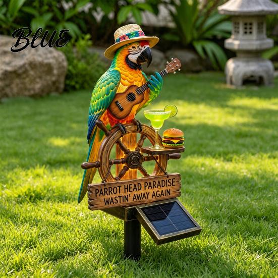 Ornement Solaire Unique pour Jardin Forme Perroquet Lumière avec Piquet de Sol Étanche Extérieur Cour Éclairage Automatique Chemin Éclairage pour Pelouse