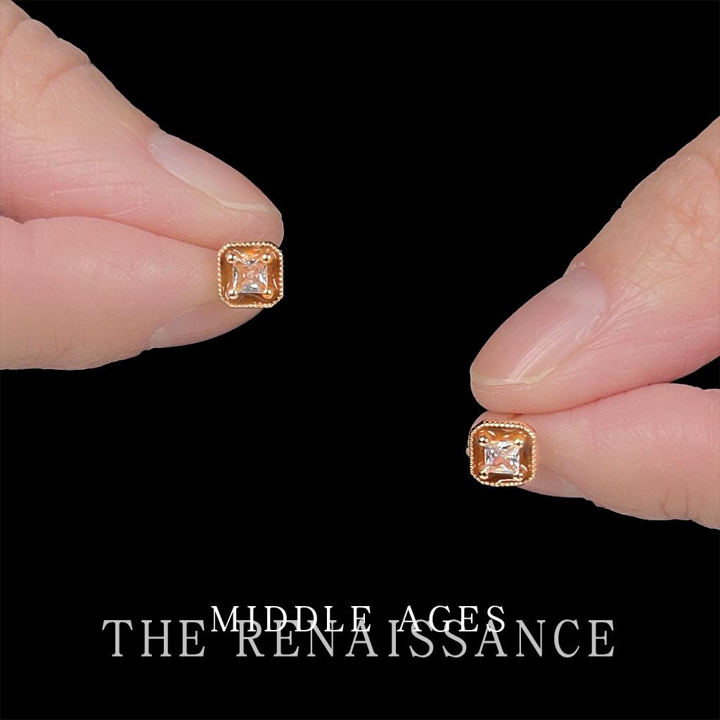 

Enamel drop glaze burgundy small square zircon stud earrings temperament light luxury commuter style earrings women