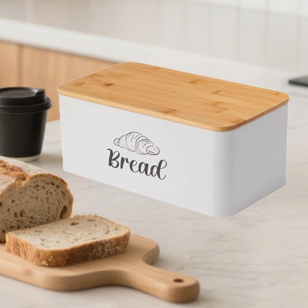 Bread Box for Kitchen Countertop Versatile Gifts Bread Bin with Bamboo Lid for Baked Goods Coffee Shop Pantry Bakery Cookies