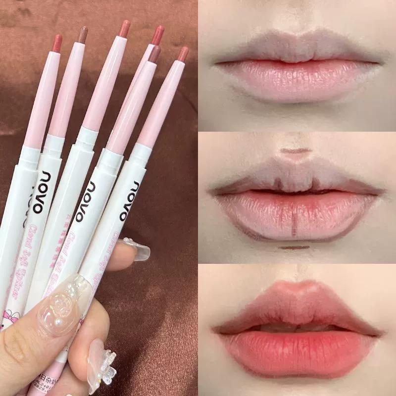 Novo Double-Headed Lip Liner Waterproof Long Lasting and Does Not Fade Nude Color Series Lip Hook Line Toot Lipstick Pen Integrated Lip Brush