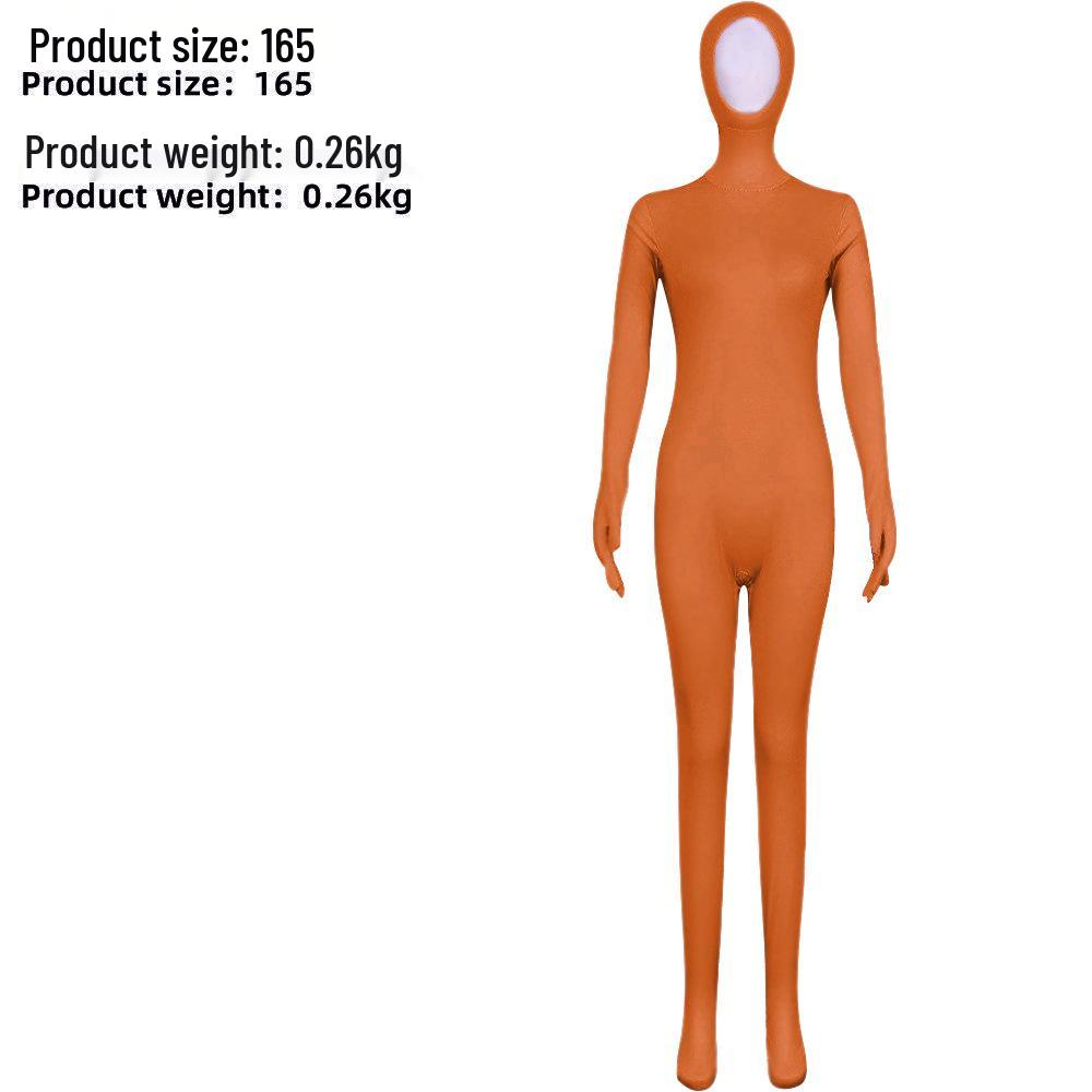 Zentai-Anzug mit fluoreszierendem Schnurrbart & Augenbrauen - einfarbiger Performance-Body