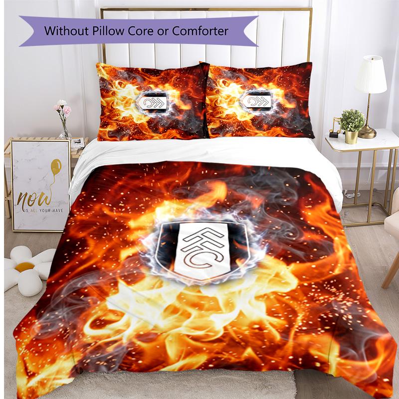 Set Lenzuola Fulham Calcio Stampato 3 Pezzi, Comodo Set Copripiumino per Camera da Letto Amico della Pelle