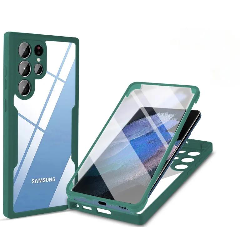 360 Clear Phone Case for Samsung Galaxy S24 S22 S25 Ultra Plus S23 FE A05S A54 A16 A06 A36 A56 A26 Creen Full Protection Cover
