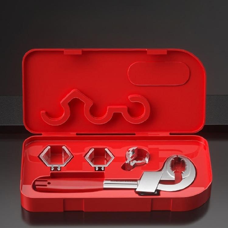 Adjustable Basin Wrench With Interchangeable Heads Faucet Repair Tool For Sink Installation with Nonslip Teeth Design