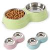 Doppel Pet Schüsseln Hundefutter Wasser Feeder Edelstahl Pet Trinken Feeder Dish Katze Welpen Fütterung Liefert Kleine Hund Zubehör