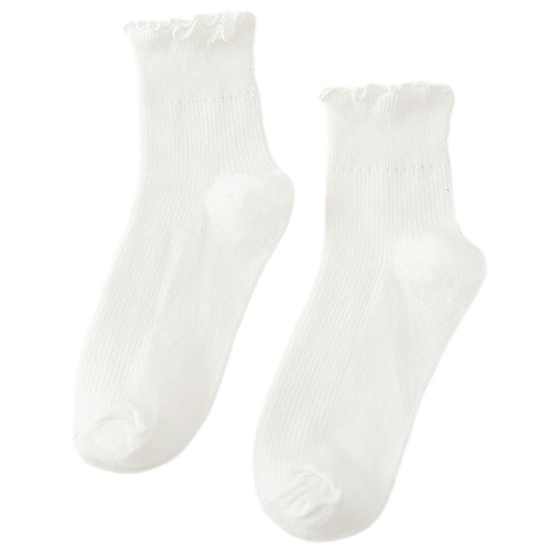 Women's Ruffle Socks,Casual Cotton Bootie Socks Cute Ankle Socks Breathable Sweet Frilly Crew Socks High Ankle Socks