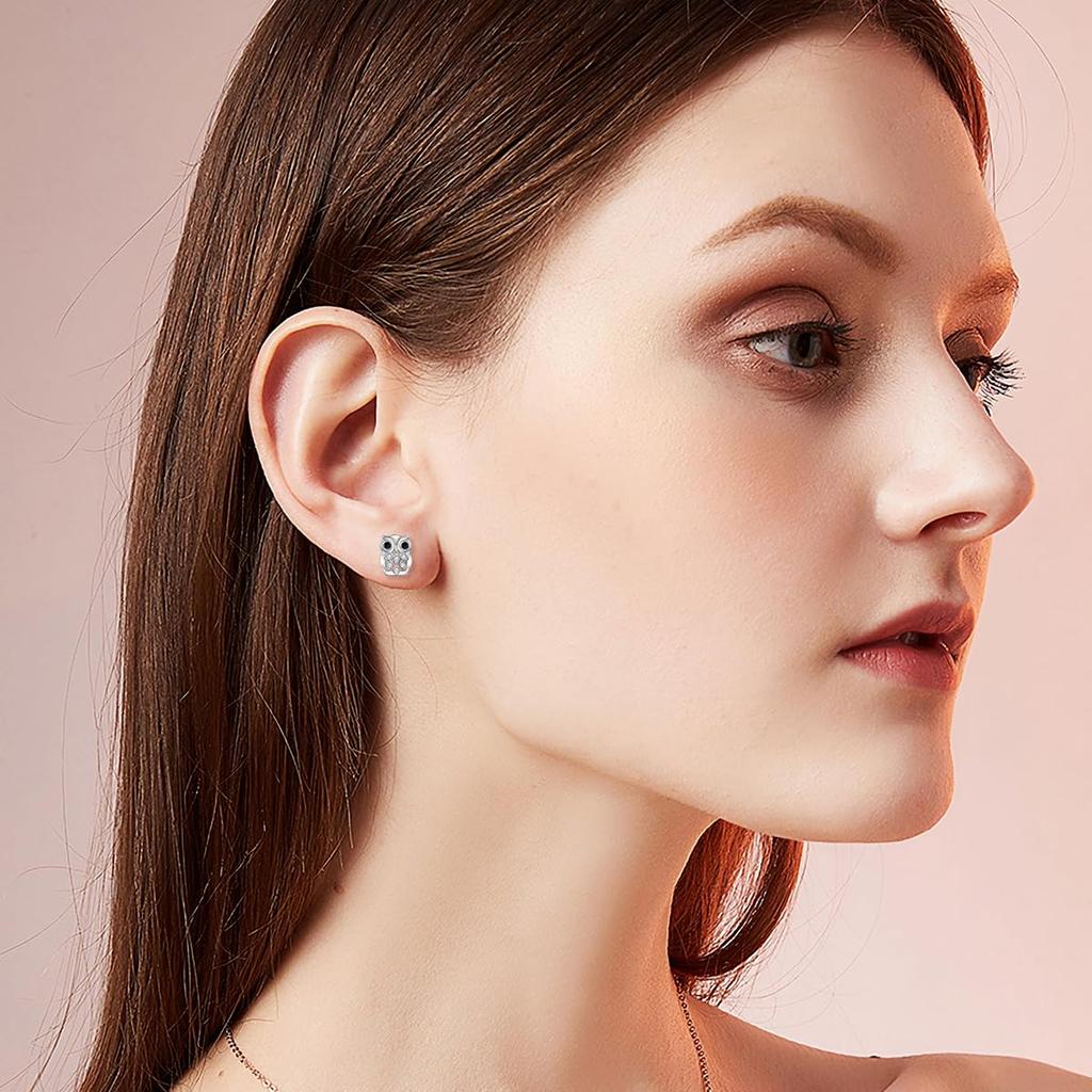 Owl Earrings for Women, 925 Silver, Hypoallergenic, Owl Stud Earrings, Owl Accessories
