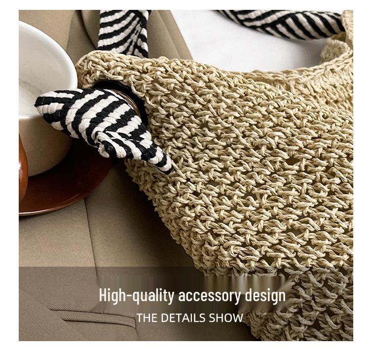 Holiday Style Straw Woven Bag: Large Capacity, Trendy Single Shoulder with Personalized Strap for Women