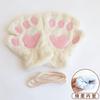 Autumn and winter cute cat claws half finger plush gloves student writing plush leak finger warm half finger bear paw gloves