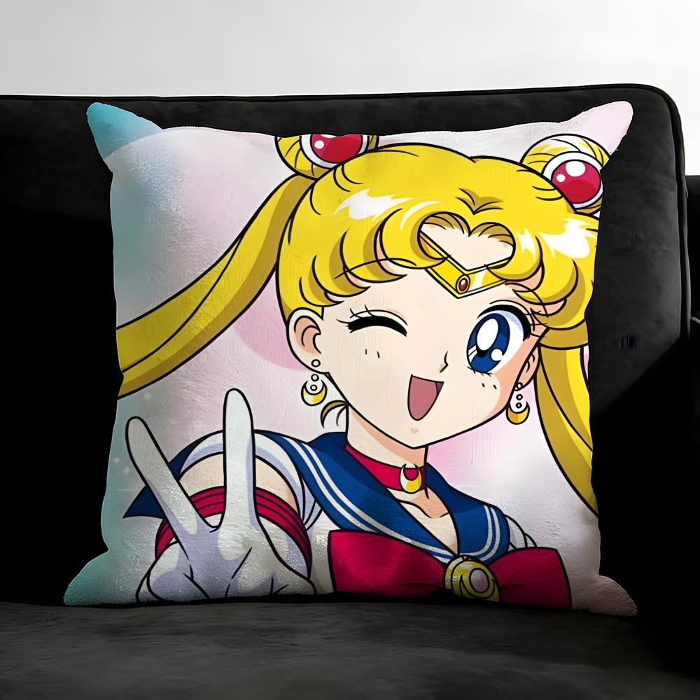 S-Sailor Moonn Anime Cushion Cover Pillowcase Ultra Soft Skin Friendly Fabric Cloud Like Comfort & Concealed Zipper